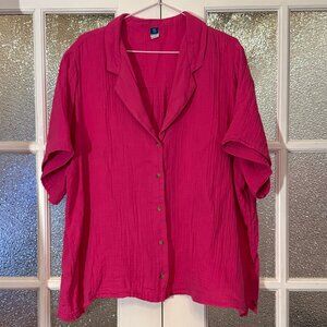 OLD NAVY Seersucker Cotton Short Sleeve Button Up Blouse